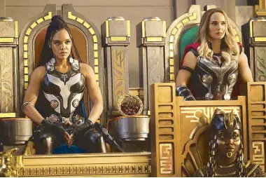  ?? ?? With Tessa Thompson who plays Valkyrie. — Photos courtesy of Marvel Studios