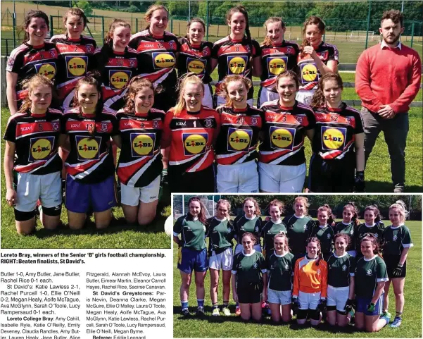  ??  ?? Loreto Bray, winners of the Senior ‘B’ girls football championsh­ip. RIGHT: Beaten finalists, St David’s.