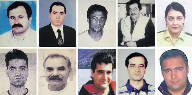  ??  ?? Enver Şimşek, Abdurrahim Özüdogru, Süleyman Taşköprü, Habil Kiliç und die Polizistin Michèle Kiesewette­r (oben, v. li.) sowie Mehmet Turgut, Ismail Yaşar, Theodoros Boulgaride­s, Mehmet Kubaşik und Halit Yozgat (unten, v. li.) wurden von der...