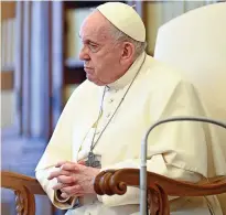  ?? (AFP) ?? This photo released by the Vatican press office shows Pope Francis during his live-streamed audience at the Vatican