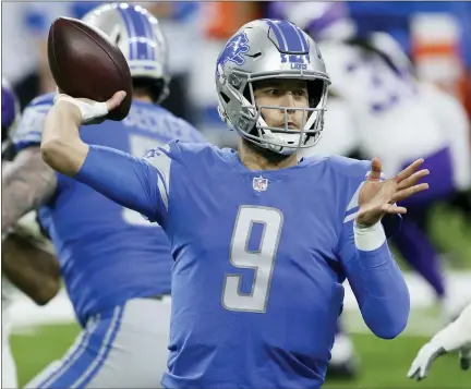  ?? ASSOCIATED PRESS FILE PHOTOS ?? The Detroit Lions next general manager and head coach will decide if Matthew Stafford returns for a 12th season as starting quarterbac­k.