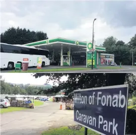  ??  ?? Plan ahead Thw owner at Fonab Caravan Park (above) has warned people about the closure of the petrol station (top)