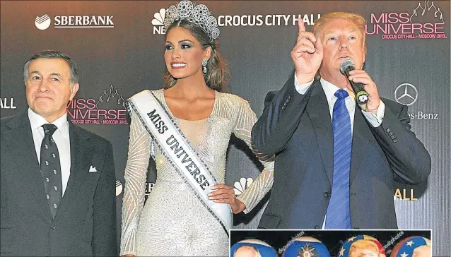  ?? FOTOS: CEDOC PERFIL Y AP ?? MISS UNIVERSO. Trump en Moscú durante la edición rusa del certamen que manejaba.