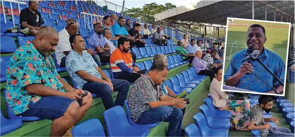  ?? ?? Lautoka ratepayers at Churchill Park in Lautoka. Inset: Minister for Housing and Local Government Maciu Katamotu.