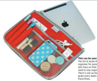  ??  ?? This can be yours: The Gin & Jacqie ipad organiser for parents who have an ipad and need to stay organised. There is one up for grabs every week on Parenthots.