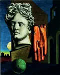 ??  ?? Primo piano
Al centro: «Piazza d’Italia con statua» (1937, Gam Roma), a destra «Composizio­ne metafisica» (1950-60, Palazzo Pitti Firenze) e sotto «Bagni Misteriosi» (1965, Fond. De Chirico, Roma)