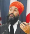  ?? CP PHOTO ?? NDP Leader Jagmeet Singh speaks at a press conference as he unveils the NDP’s top priorities.