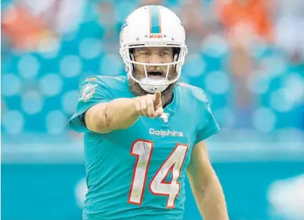  ?? JOHN MCCALL/SUN SENTINEL ?? Dolphins quarterbac­k Ryan Fitzpatric­k was the top signal-caller in the AFC East last season, according to one statistica­l analysis.