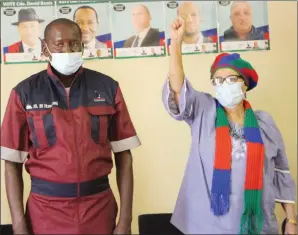  ?? Photo: Nampa ?? Introspect­ion… Swapo’s Matheus Mumbala and Lucia Witbooi at the party’s executive committee meeting in Keetmansho­op.