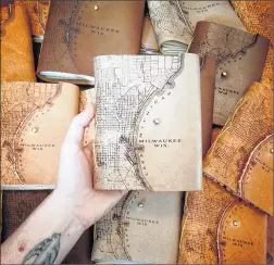  ??  ?? COURTESY OF TACTILE CRAFTWORKS
An etched leather journal, by Tactile Craftworks, features a map of Milwaukee.