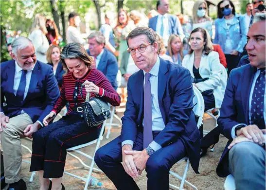  ?? EUROPA PRESS ?? El presidente del PP, Alberto Núñez Feijóo, ayer en un acto en el madrileño Parque de Berlín