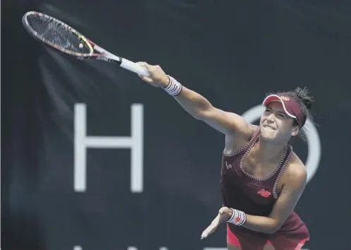  ?? PICTURE: GETTY IMAGES ?? 0 Watson on her way to a 7-5, 6-3 win over Sorana Cirstea in the first round of the Hobart Internatio­nal.