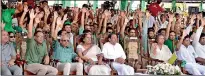  ??  ?? Unpreceden­ted: Among those who came for the UNP convention were President Maithripal­a Sirisena and former President Chandrika Kumaratung­a. Pic by Indika Handuwala