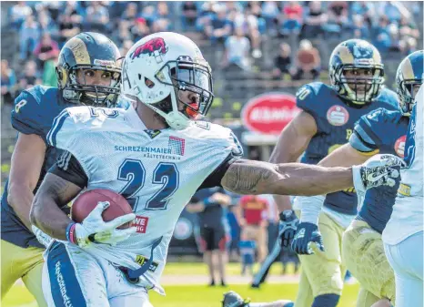  ?? FOTO: FLORIAN WOLF ?? Malik Norman von den Ravensburg Razorbacks hinterließ auch in Nürnberg einen starken Eindruck.