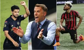  ??  ?? Carlos Vela, Phil Neville and Josef Martínez will all figure prominentl­y in the new MLS season. Composite: REX/Getty