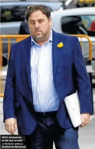  ??  ?? Oriol Junqueras, el día que acudió a declarar ante la Audiencia Nacional.