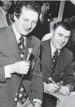  ?? AUSSIE WHITING/ THE GAZETTE ?? Hockey Night in Canada’s Danny Gallivan, left, and Dick Irvin Jr. in the 1970s in Montreal.