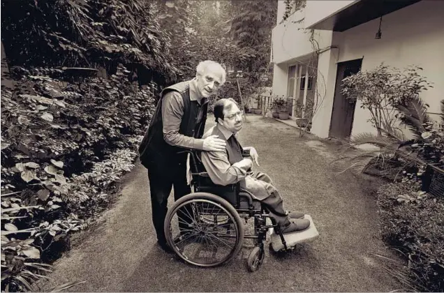  ?? GURINDER OSAN / HT PHOTOS ?? Arun Shourie with his son Aditya at their residence. Aditya has been the centre of his universe for 40 years. “He knows he’s the king. His world is music, family, family parties,” says Shourie.