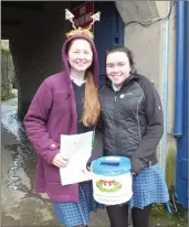  ??  ?? St. Mary’s students Leah McCarthy Cahill and Brid O’Keeffe on collection duty.