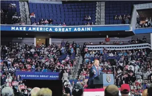  ?? EVAN VUCCI THE ASSOCIATED PRESS ?? U.S. President Donald Trump speaks during a campaign rally in Tulsa, Okla., on Saturday.