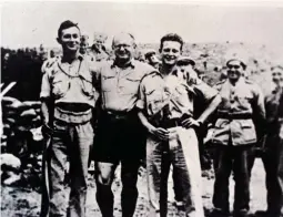  ?? (Wikimedia Commons) ?? MILITARY MIGHT: (left to right) Moshe Dayan, Yitzhak Sadeh and Yigal Allon at Kibbutz Hanita, 1938.