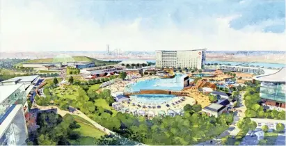  ?? PROVIDED ?? The Chickasaw Nation has unveiled plans for a $300 million resort south of downtown Oklahoma City. The OKANA Resort will be built just east of the new First Americans Museum on the south side of the Oklahoma River.