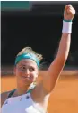  ?? Michel Euler / Associated Press ?? Jelena Ostapenko goes for her first title of any kind on Saturday.