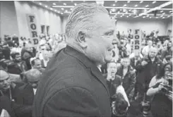  ?? CHRIS YOUNG THE CANADIAN PRESS ?? Ontario PC Leadership candidate Doug Ford held a campaign rally in Toronto Saturday.