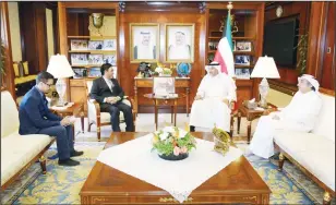  ??  ?? Deputy Premier and Foreign Minister Sheikh Sabah Khaled receives the Ambassador of Republic of Myanmar, Yu Aye Khaing.