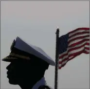  ?? (AP/Petros Karadjias) ?? Cmdr. Executive Officer Tyrchra Bowman stands on the deck of the guided-missile destroyer USS Arleigh Burke on Wednesday at its docking in the port in southern city of Limassol, Cyprus.