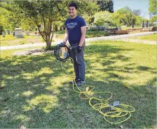  ?? COURTESY ?? A first date with his future wife at Atlanta’s Oakland Cemetery in 2017 eventually led Phillip Cheng of Buckhead to volunteer to help with the park’s technical needs for its many events.