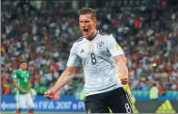  ?? REUTERS FILE ?? Leon Goretzka celebrates scoring for Germany against Mexico in last summer’s Confederat­ions Cup in Russia.