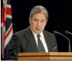  ?? PHOTO: KEVIN STENT/STUFF ?? Winston Peters announces his choice of coalition partner to the other political parties and the public.