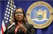  ?? KATHY WILLENS — THE ASSOCIATED PRESS, FILE ?? New York State Attorney General Letitia James has filed a lawsuit seeking to put the National Rifle Associatio­n out of business. A judge has decided not to drop or move the lawsuit.