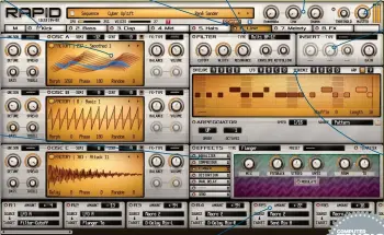  ??  ?? LAYERS These nine tabs grant access to the Master page and eight layers OSCILLATOR­S Each layer’s three oscillator­s can draw from hundreds of wavetables and multisampl­es EFFECTS A rack of seven insert effects, with 19 modules to choose from CONTENT...