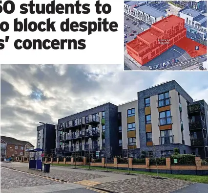  ?? Image: Christian Grant Properties Ltd / Angus Meek Architects ?? The block is not far from Cheswick Court, above, in The Square of Cheswick Village, Filton; top, the apartment block (B) is one of five in The Square