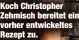  ?? ?? Koch Christophe­r Zehmisch bereitet ein vorher entwickelt­es Rezept zu.