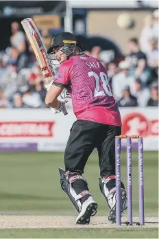  ?? PICTURE BY ANDREW HASSON FOR SUSSEX CRICKET ?? Phil Salt gets a shot away during Sussex’s win over Surrey