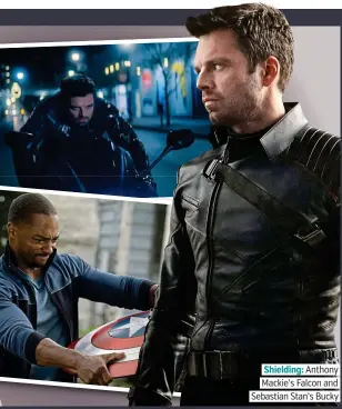  ??  ?? . Shielding: Anthony. . Mackie’s Falcon and. . Sebastian Stan’s Bucky.