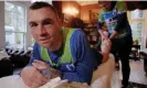  ?? Photograph: Mark Pinder/ The Guardian ?? Sinfield gets a leg massage after day two of his challenge.