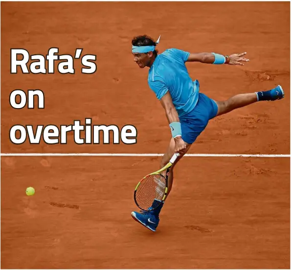  ?? — AFP ?? Still strong: Rafael Nadal is surprised that he and great rival Roger Federer continue to dominate the men’s game.