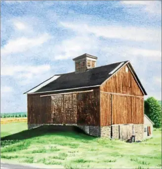  ??  ?? The Oneida Public Library will host the watercolor artwork of Walt Fibiger in his exhibit, “Barns of Madison County,” through September.