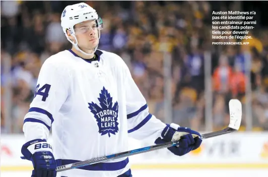  ?? PHOTO D’ARCHIVES, AFP ?? Auston Matthews n’a pas été identifié par son entraîneur parmi les candidats potentiels pour devenir leaders de l’équipe.