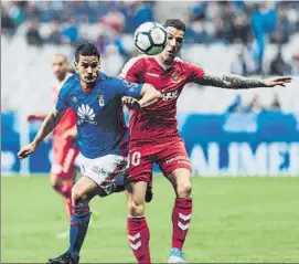  ?? FOTO: LOF ?? El Nàstic cayó por la mínima en Oviedo y todavía no puede respirar tranquilo