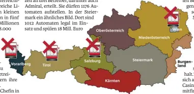  ?? GRAFIK: SN/STAUFFER ?? In diesen vier Bundesländ­ern ist das kleine Glücksspie­l verboten.