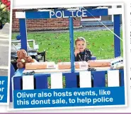  ??  ?? Officer Oliver arriving for flower duty Oliver also hosts events, like this donut sale, to help police