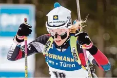  ?? FOTO ČESKÝ BIATLON – PETR SLAVÍK ?? Markéta Davidová ve stříbrném závodě