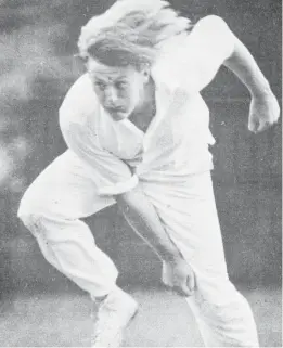  ?? ?? “Typhoon”
Shades of the days of “Typhoon Tyson”?
No – but St. Andrew’s B Grade bowler Ian Clark showed much of the former English speedster’s style when photograph­ed last Saturday.