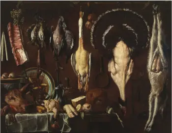  ??  ?? 1. Pantry with pig’s head and trotter, calf’s head, turkey, poultry and other food, 1624,
Jacopo Chimenti (‘L’Empoli’; 1551–1640), oil on canvas, 119 × 173cm. Gallerie degli Uffizi, Florence