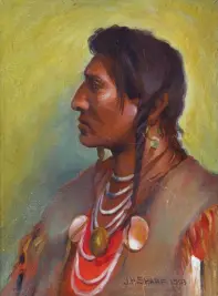  ??  ?? Joseph Henry Sharp (1859-1959), Sioux Indian in profile, 1903, oil on canvas. Estimate: $5/7,000